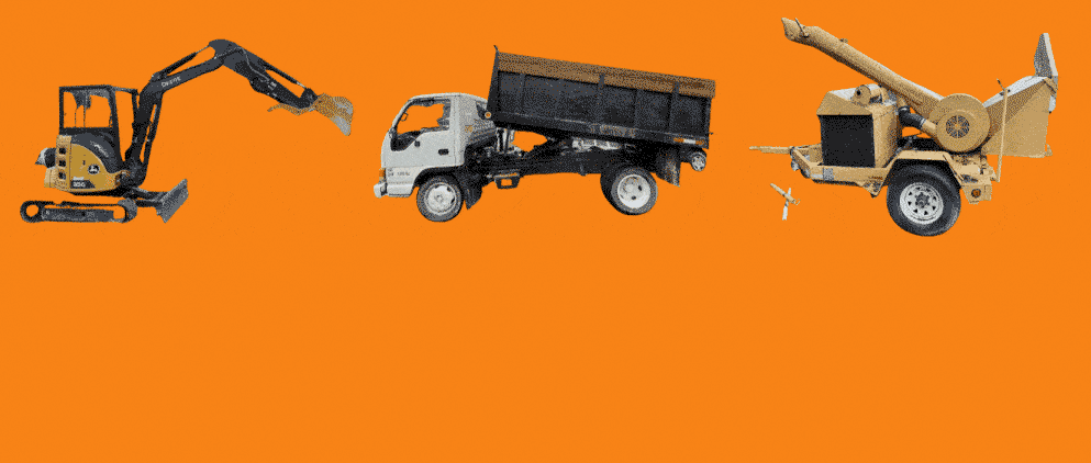 挖机 运货 砍树