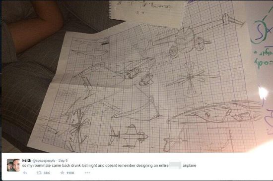 马克醉酒后画的飞机草图 马克醉酒后画的飞机草图