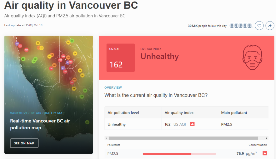 关窗戴口罩!BC拉响警报 PM2.5严重超标 关窗戴口罩!BC拉响警报 PM2.5严重超标