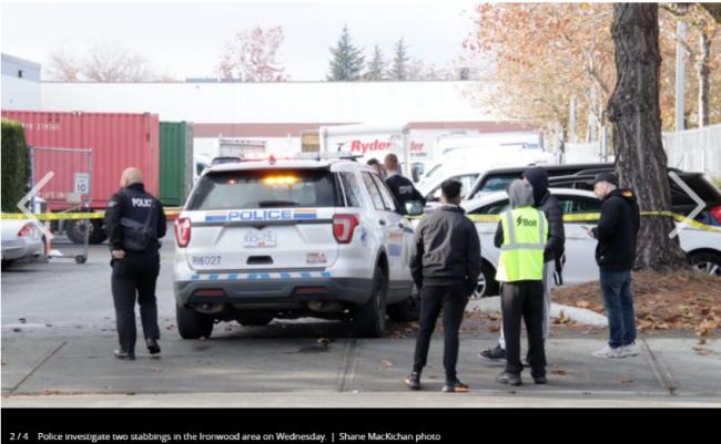 突发！列治文2人被刀刺 就在骑警总部旁
