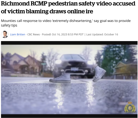 列治文皇家骑警被骂惨 出车祸全怪行人穿错衣服 列治文皇家骑警被骂惨 出车祸全怪行人穿错衣服