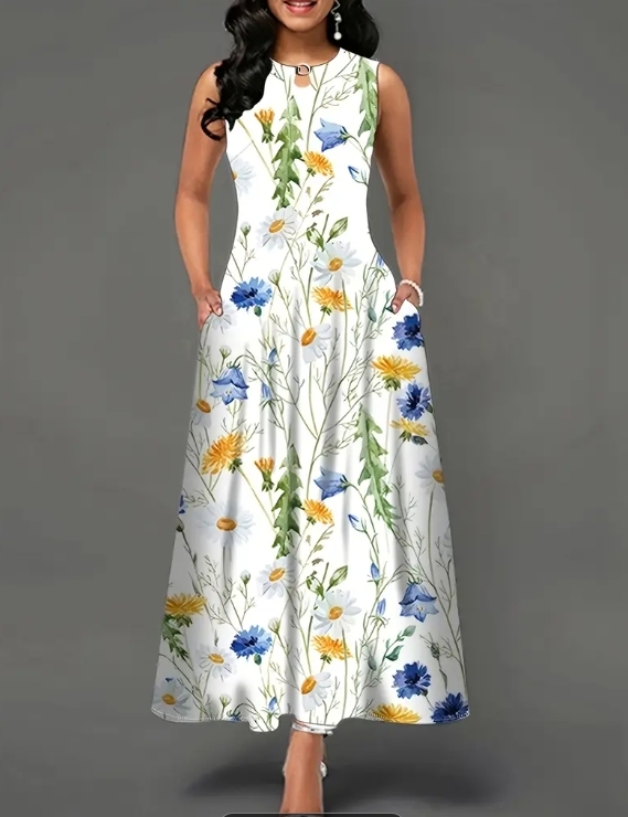 女式花卉印花无袖 A 字裙18.13元