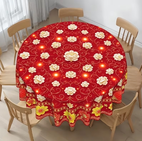 喜庆圆形桌布12元